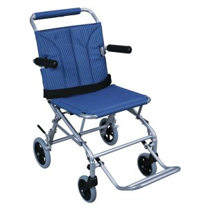Drive Medical Super Light Folding Transport Chair with Carry Bag & Flip-Back Arms - Supports up to 250 lbs, Silver Frame - Blue Upholstery, Pack of 1, SL18